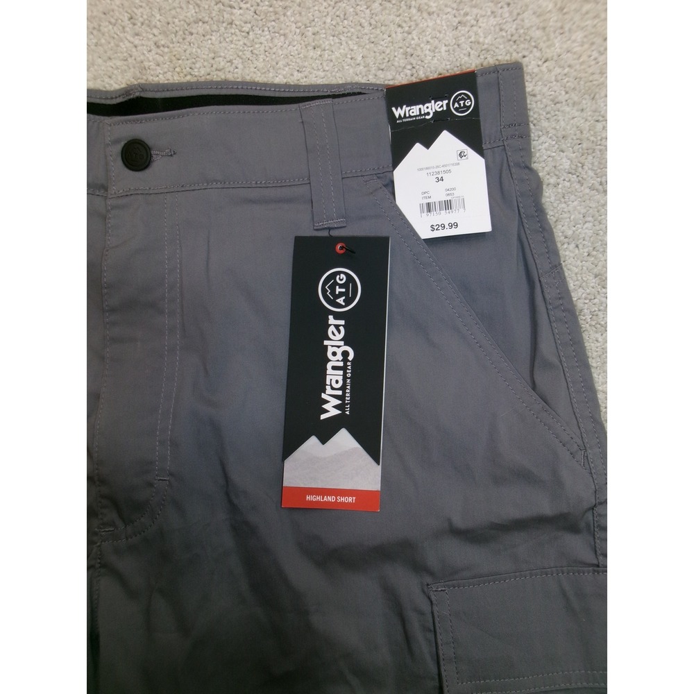 Wrangler ATG Mens Highland Shorts Grey Outdoor Cargo Hiking Stretch 34 112381505 - Picture 2 of 5